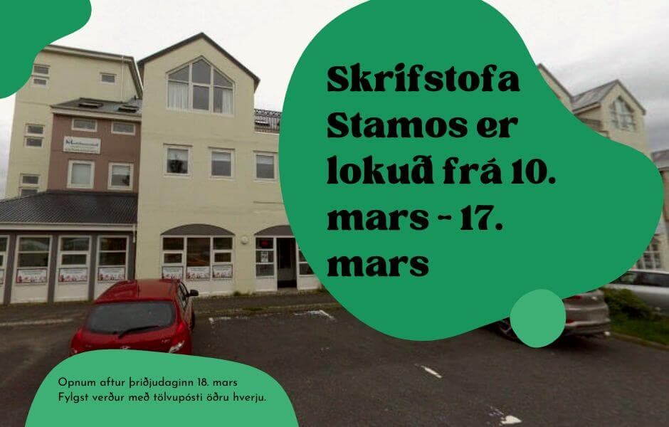 Skrifstofan lokuð 10-17 mars